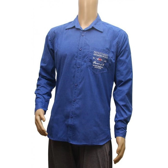 Rosolly Mens Cotton Casual Men Shirts (Blue, L)