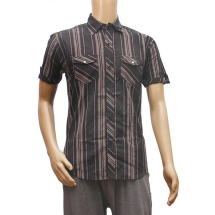 Rosolly Mens Poly Casual Men Shirts (Black, Grey, L)