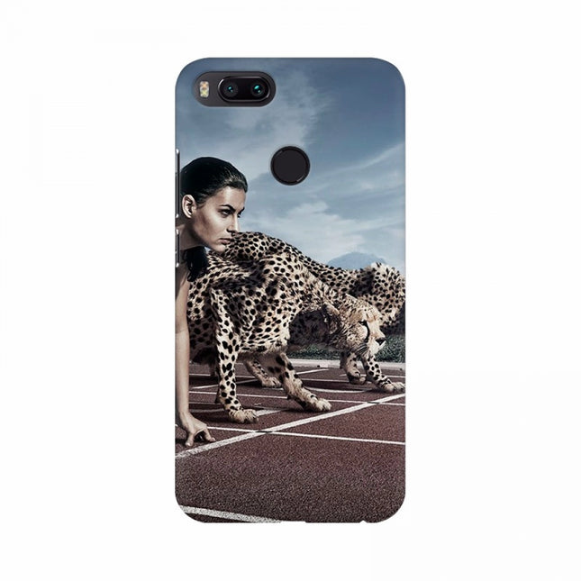 Rosolly Cheetah and young women in Race Mobile case cover