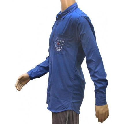 Rosolly Mens Cotton Casual Men Shirts (Blue, L)