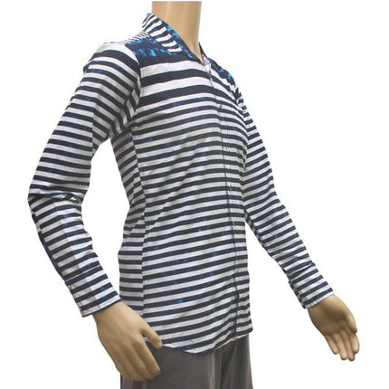 Rosolly Mens Cotton Casual Men Shirts (Blue, White, XS)