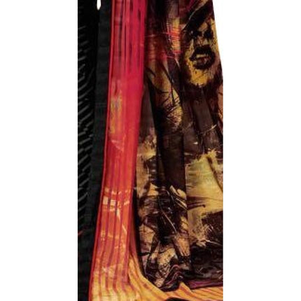 Rosolly Womens Georgette Digital Printed Saree (Multi, 6.25 Mtr)