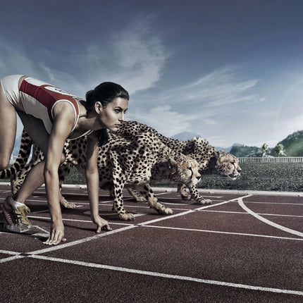 Rosolly Cheetah and young women in Race Mobile case cover