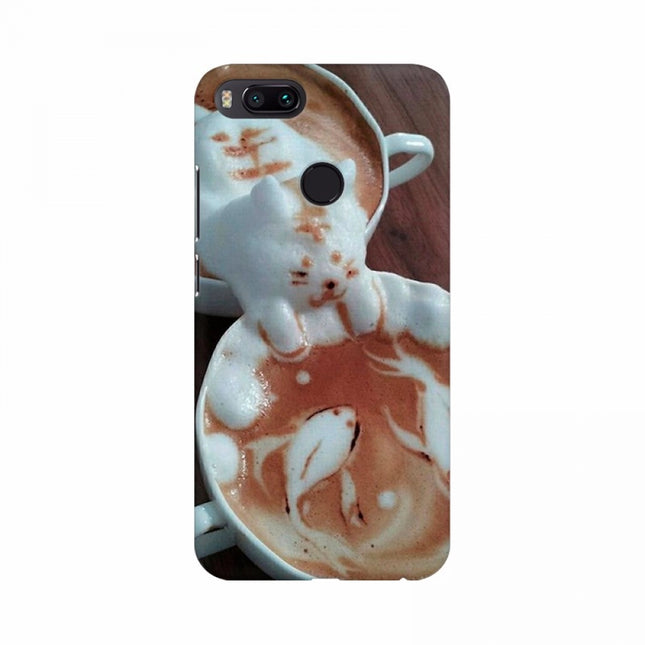 Rosolly Coffee Cup with Cat and Fish Mobile Case Cover