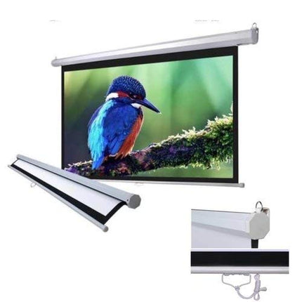 Rosolly Wall Autolock Pull Down Projector Screen 4:3 Aspect Ratio, Supports Full HD 1080P, UHD3D4K Technology(White)