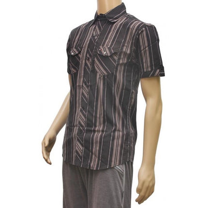 Rosolly Mens Poly Casual Men Shirts (Black, Grey, L)