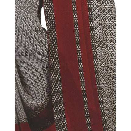 Rosolly Womens Georgette Digital Printed Saree (Grey, Red, 6.25 Mtr)
