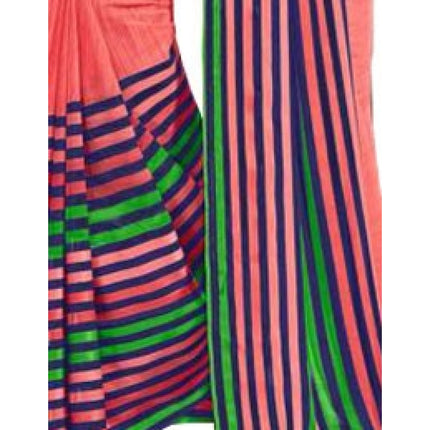 Rosolly Womens Geogrette Saree with Blouse Digital Printed Saree (Peach, 6.25 Mtr)