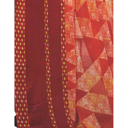 Rosolly Womens Georgette Digital Printed Saree (Red, 6.25 Mtr)