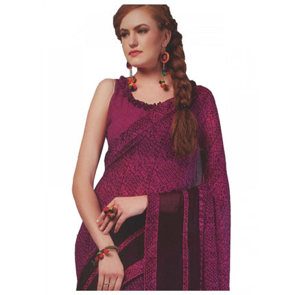 Rosolly Womens Georgette Digital Printed Saree (Purple, 6.25 Mtr)