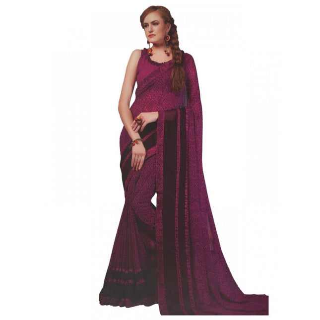 Rosolly Womens Georgette Digital Printed Saree (Purple, 6.25 Mtr)