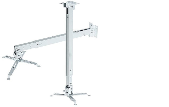 Rosolly 4 feet Universal Projector Mount Adjustable Ceiling Wall Mount Projector Extending Arms Mount for LCD/DLP Home and Office Projector,Hold up to 33 lbs (White)