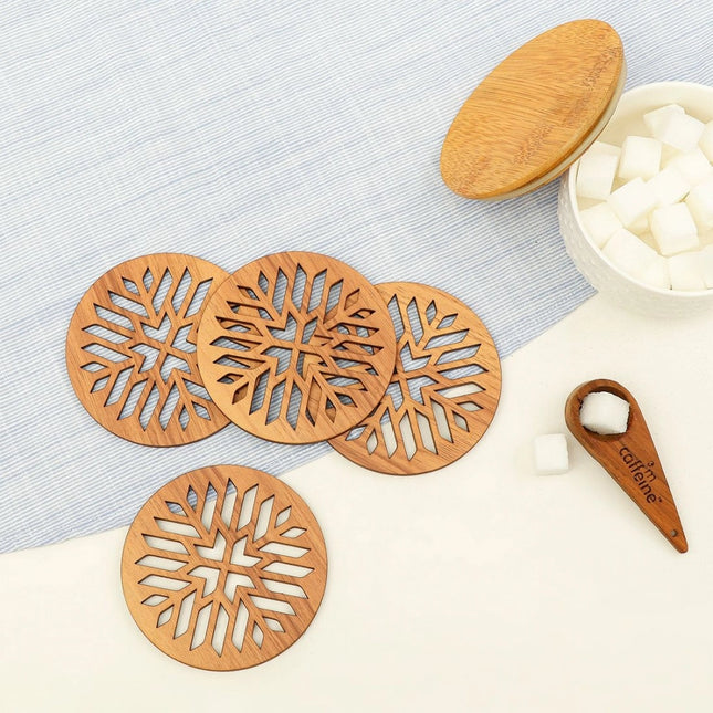 Rosolly Wooden Coasters for Tea Coffee (Set of 4)