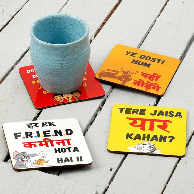 Rosolly Wooden Coasters for Tea Coffee (Set of 4)