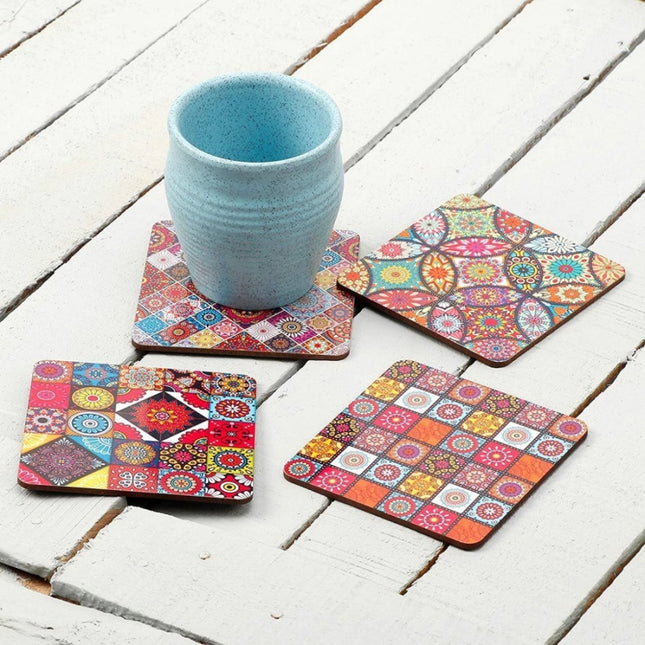 Rosolly Wooden Coasters for Tea Coffee (Set of 4)