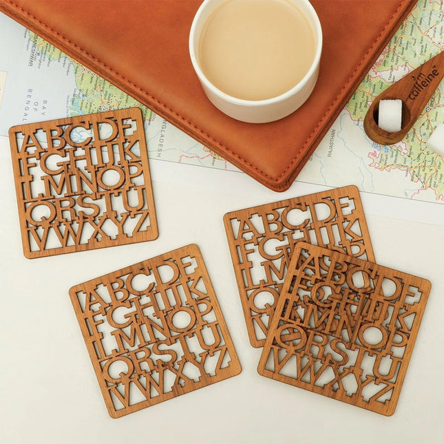 Rosolly Wooden Coasters for Tea Coffee (Set of 4)
