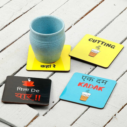 Rosolly Wooden Coasters for Tea Coffee (Set of 4)