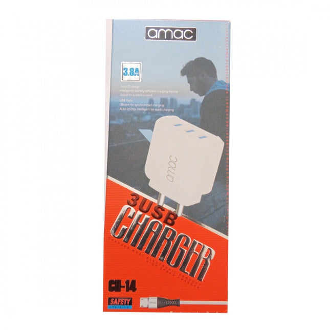 Rosolly Brand Amac Charger CH-14 3.8 A 3USB-White