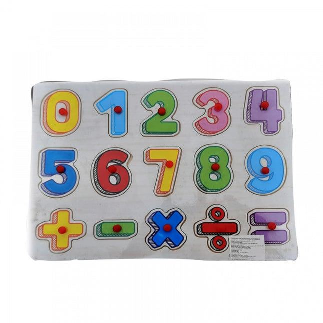 Rosolly Wooden Puzzle With Handles Numbers Educational Toy (Color: Assorted)