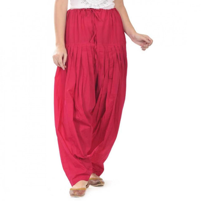 Rosolly Women's Cotton Solid Patiyala (Color:Rani Pink)