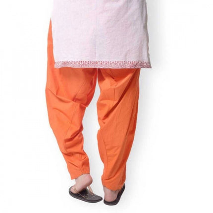Rosolly Women's Cotton Solid Patiyala (Color:Orange)