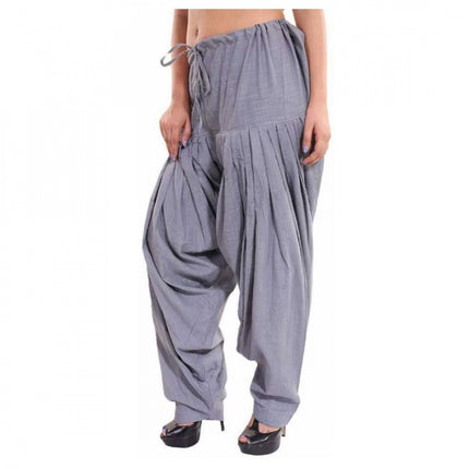 Rosolly Women's Cotton Solid Patiyala (Color:Smoke Grey)