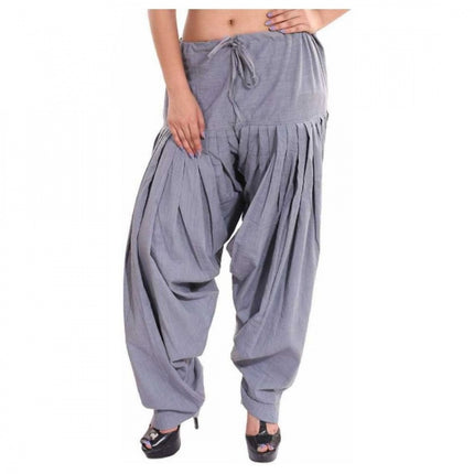 Rosolly Women's Cotton Solid Patiyala (Color:Smoke Grey)