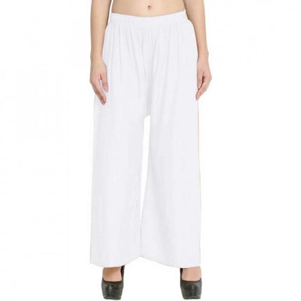 Rosolly Women's Rayon Palazzo (Color:White)
