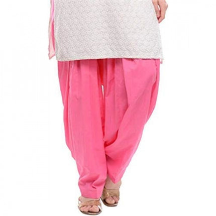 Rosolly Women's Cotton Solid Patiyala (Color:Baby Pink)