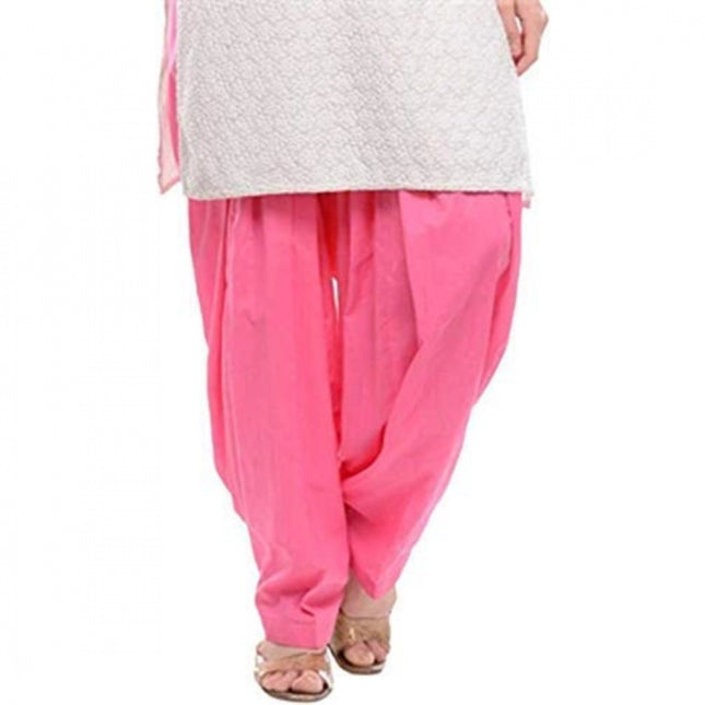 Rosolly Women's Cotton Solid Patiyala (Color:Baby Pink)