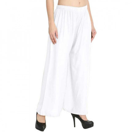 Rosolly Women's Rayon Palazzo (Color:White)