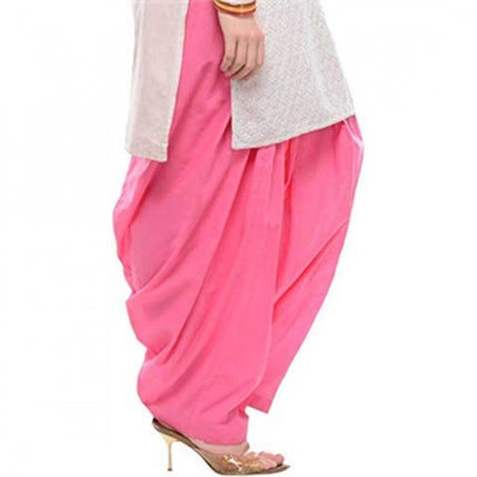 Rosolly Women's Cotton Solid Patiyala (Color:Baby Pink)