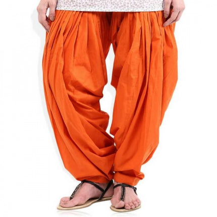 Rosolly Women's Cotton Solid Patiyala (Color:Orange)