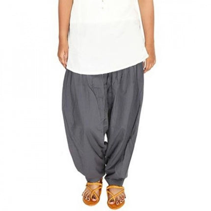 Rosolly Women's Cotton Solid Patiyala (Color:Smoke Grey)