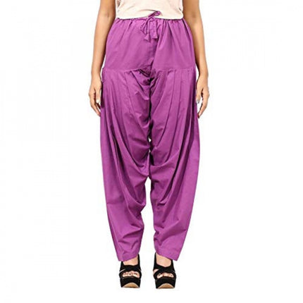 Rosolly Women's Cotton Solid Patiyala (Color:Violet)