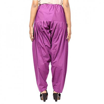 Rosolly Women's Cotton Solid Patiyala (Color:Violet)