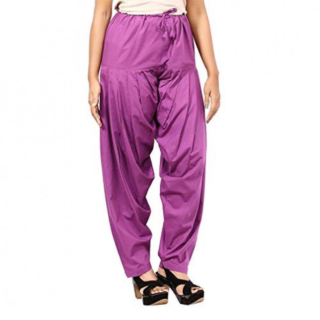 Rosolly Women's Cotton Solid Patiyala (Color:Violet)
