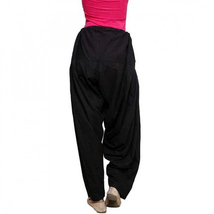 Rosolly Women's Cotton Solid Patiyala (Color:Black)