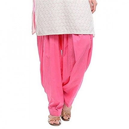Rosolly Women's Cotton Solid Patiyala (Color:Baby Pink)