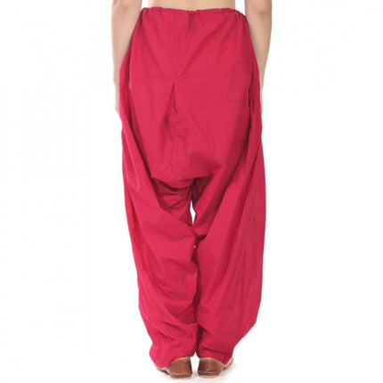 Rosolly Women's Cotton Solid Patiyala (Color:Rani Pink)