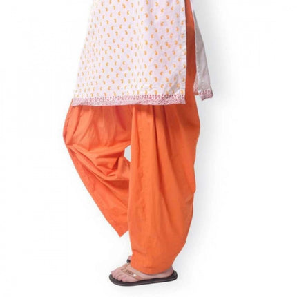 Rosolly Women's Cotton Solid Patiyala (Color:Orange)