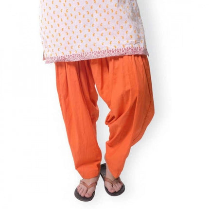 Rosolly Women's Cotton Solid Patiyala (Color:Orange)