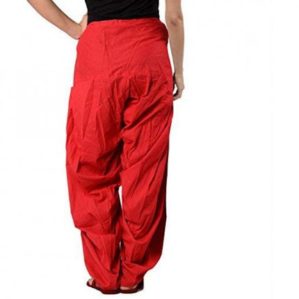 Rosolly Women's Cotton Solid Patiyala (Color:Red)