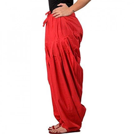 Rosolly Women's Cotton Solid Patiyala (Color:Red)