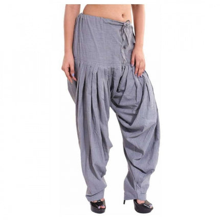 Rosolly Women's Cotton Solid Patiyala (Color:Smoke Grey)