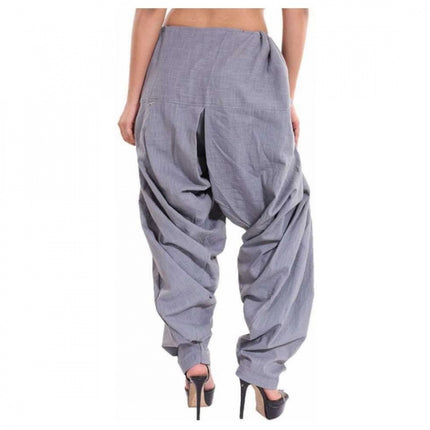 Rosolly Women's Cotton Solid Patiyala (Color:Smoke Grey)