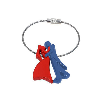 Rosolly Dancing Prince and Princess Couple Plastic Keychain-Red and Blue (Color: Assorted)