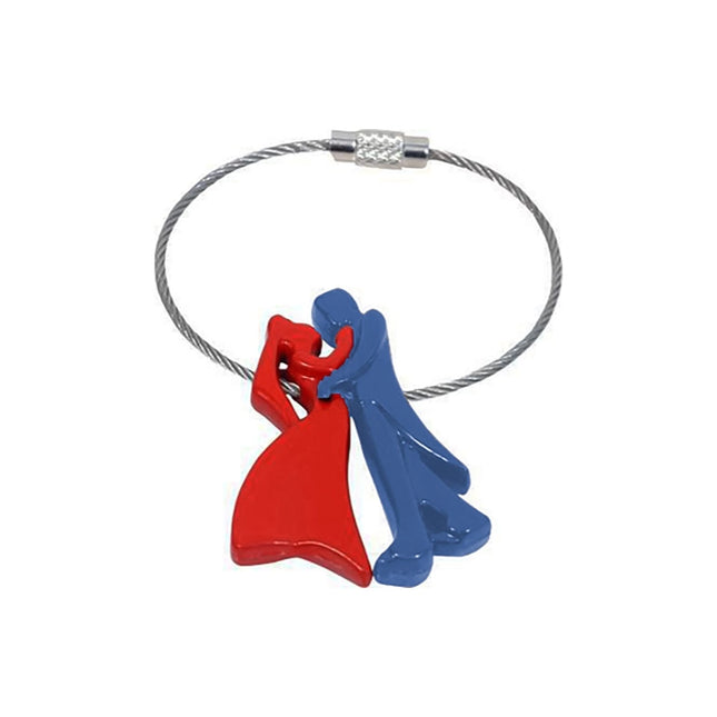 Rosolly Dancing Prince and Princess Couple Plastic Keychain-Red and Blue (Color: Assorted)