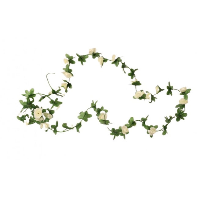 Rosolly Artificial White Rose Vine Flowers Plants Artificial Flower Creeper Hanging Rose For Home Decoration (Color: White, Material: Silk Polyester)