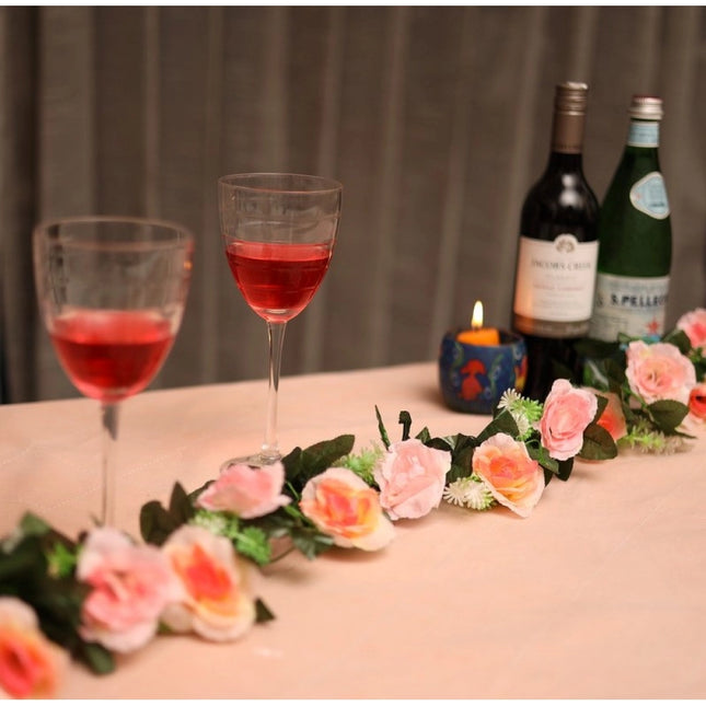 Rosolly Artificial White Filler Rose Vines Flowers Plants Artificial Flower Creeper Hanging Rose For Home Decoration (Color: Pink_White, Material: Silk Polyester)
